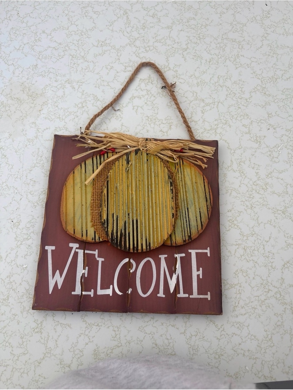 Welcome Rustic Pumpkin Wall Sign